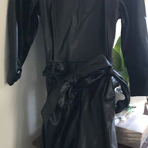 Black dress faux leather